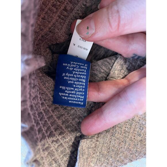 Apt. 9 Long Sleeve Cross Strap Low Back Smocked Waist Top XL Heathered Gray Pink - Picture 9 of 11